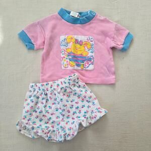Vintage Bundle Bunny Tee + Floral Shorts 6-9 months